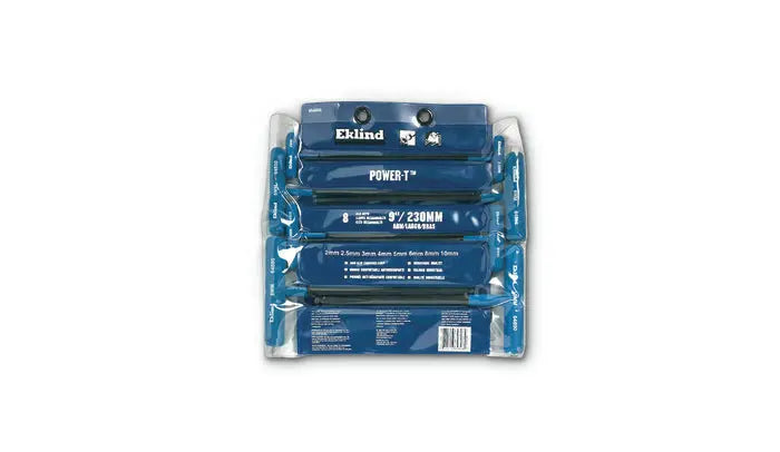 Wright Tool Set of 8 Metric Ball Driver Molded Grip T-Handle with Vinyl Pouch, 2mm - 10mm, 9 in Long - WT 9E64808