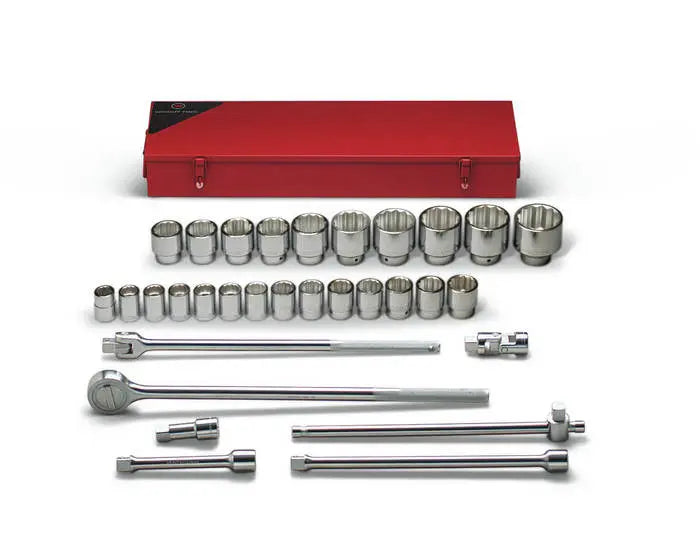 Wright Tool 31 Piece 3/4 in Drive 12-Point Metal Boxed Metric Socket Set, 19 - 60mm - WT 650 Socket Set Wright Tool