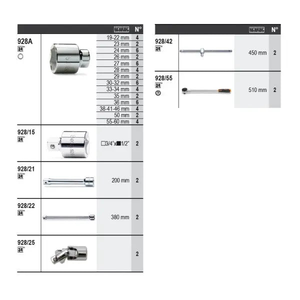 Beta Tools (Article# 6600 M/131) Set of 92 Assortment Tools with Hooks without Panel - BT 066000131 