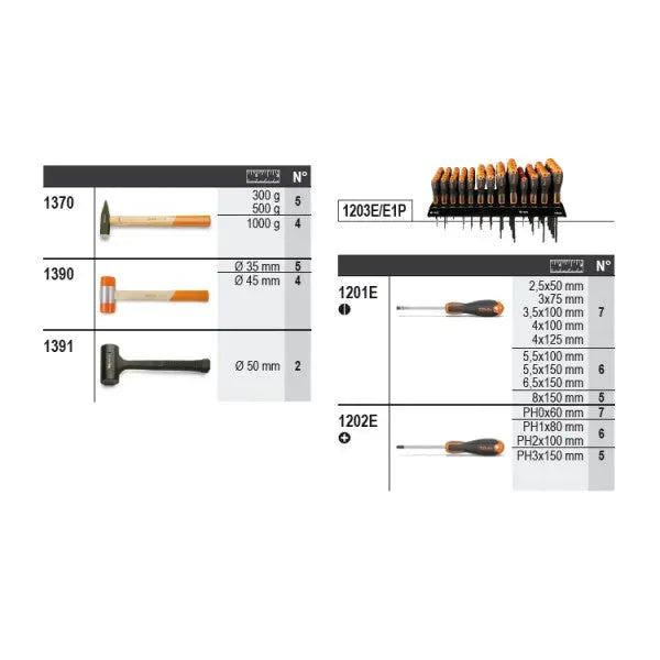 Beta Tools (Article# 6600 M/406) Set of 107 Assortment Tools with Hooks without Panel - BT 066000406 