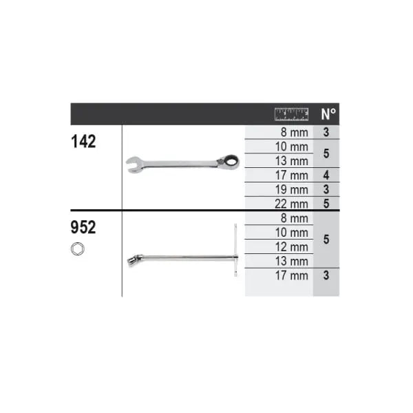 Beta Tools (Article# 6600 M/44) Set of 48 Assortment Tools with Hooks without Panel - BT 066000044 