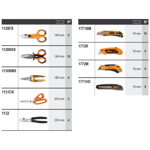 Beta Tools (Article# 6600 M/534) Set of 51 Assortment Tools with Hooks without Panel - BT 066000534 