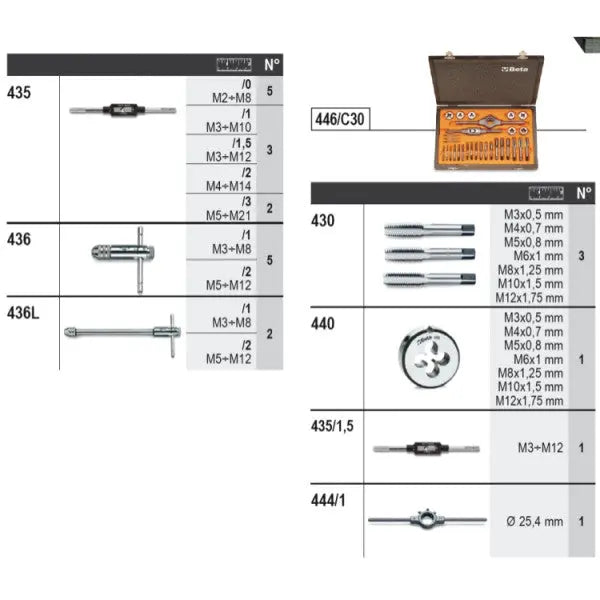 Beta Tools (Article# 6600 M/561) Set of 60 Assortment Tools with Hooks without Panel - BT 066000561 