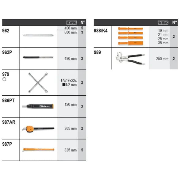 Beta Tools (Article# 6600 M/813) Set of 25 Assortment Tools with Hooks without Panel - BT 066000813 