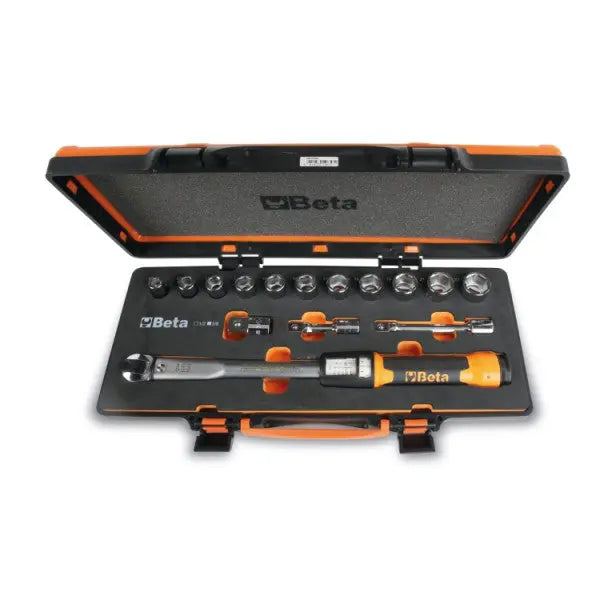 Beta Tools (Article# 666/C10X) Zero-Reset Click-Type Torque Wrench, Sockets and Extension Bars with Case - BT 006661011 