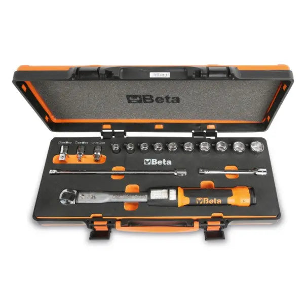 Beta Tools (Article# 666/C5) Zero-Reset Click-Type Torque Wrench, Sockets and Extension Bars with Case - BT 006661005 