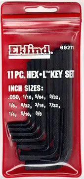 Eklind Set of 11 Short Series Hexagon L-Key with Pouch - EK 69211 Hexagon L-Key Set Eklind