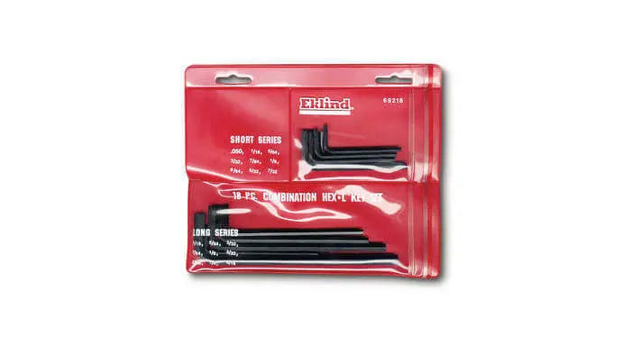 Wright Tool Set of 18 Short and Long Arm Fractional L-Key with Vinyl Pouch - WT 9E69218