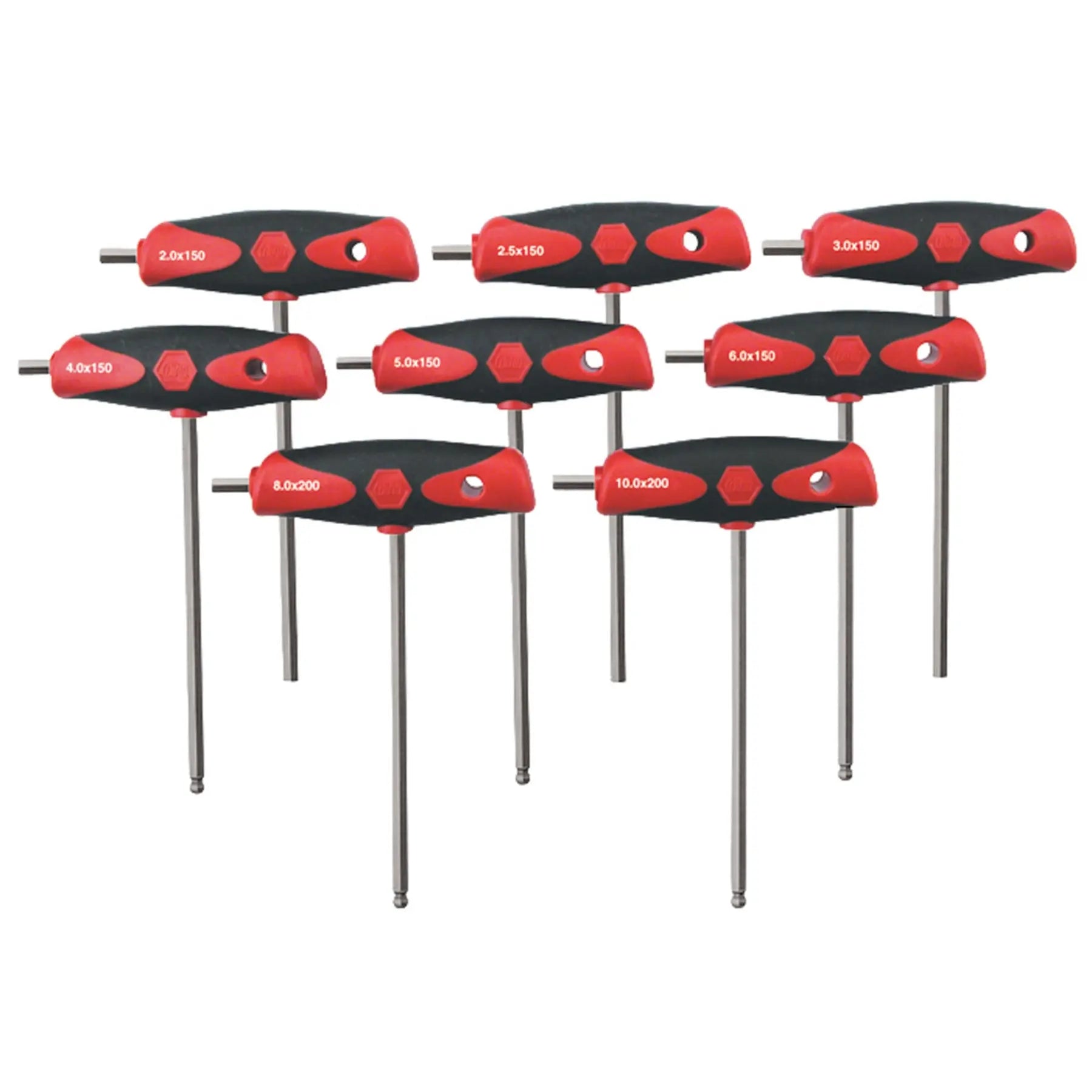 Wiha Set of 8 SoftGrip Metric Dual Hexagon Drive T-Handles with Tray - WI 54079 Wiha