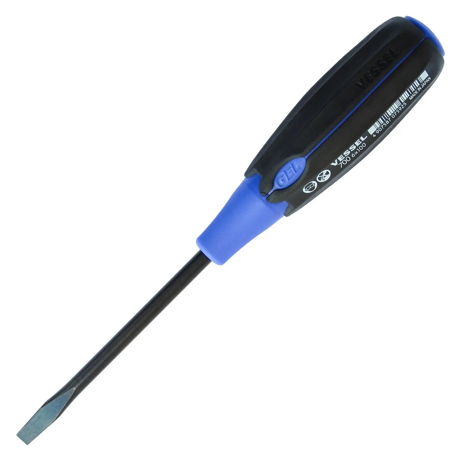 Vessel Tools Super Cushion Slotted Screwdriver, 6 x 100mm - VL 700S6100 Vessel Tools
