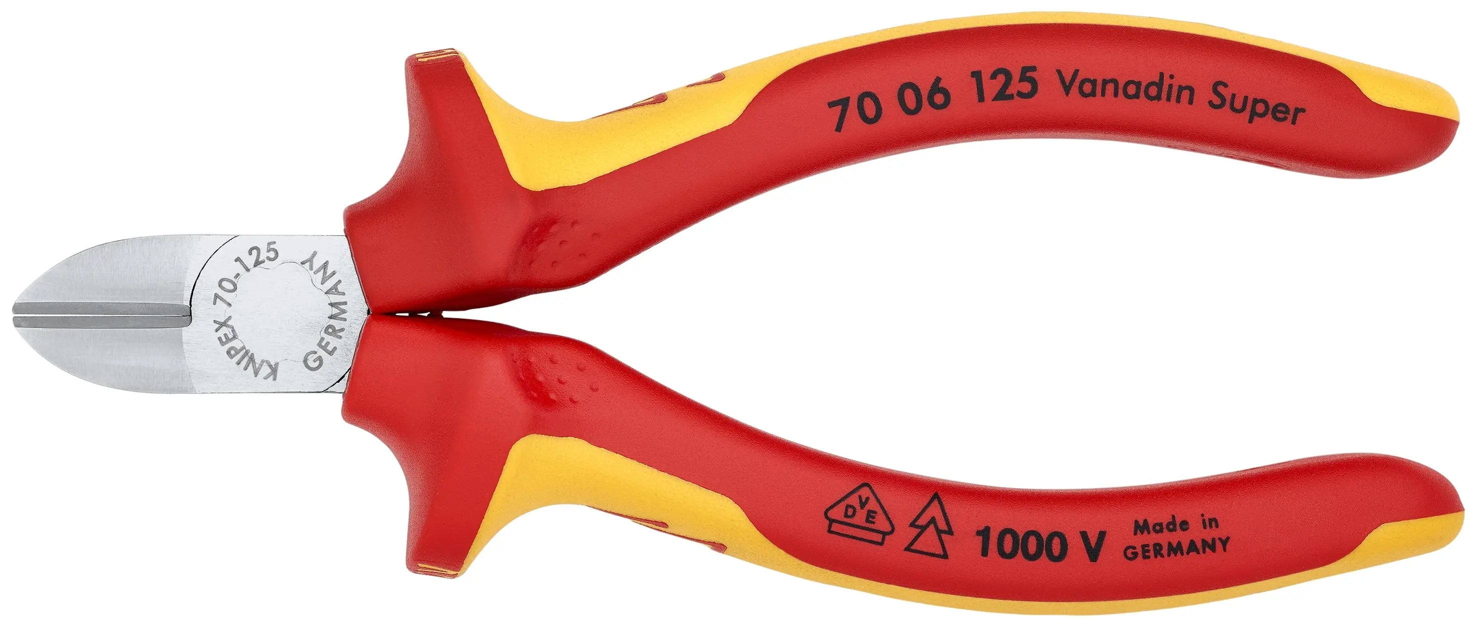 Knipex 70 06 125 KN | Diagonal Cutter, Chrome, 1000V Insulated Knipex