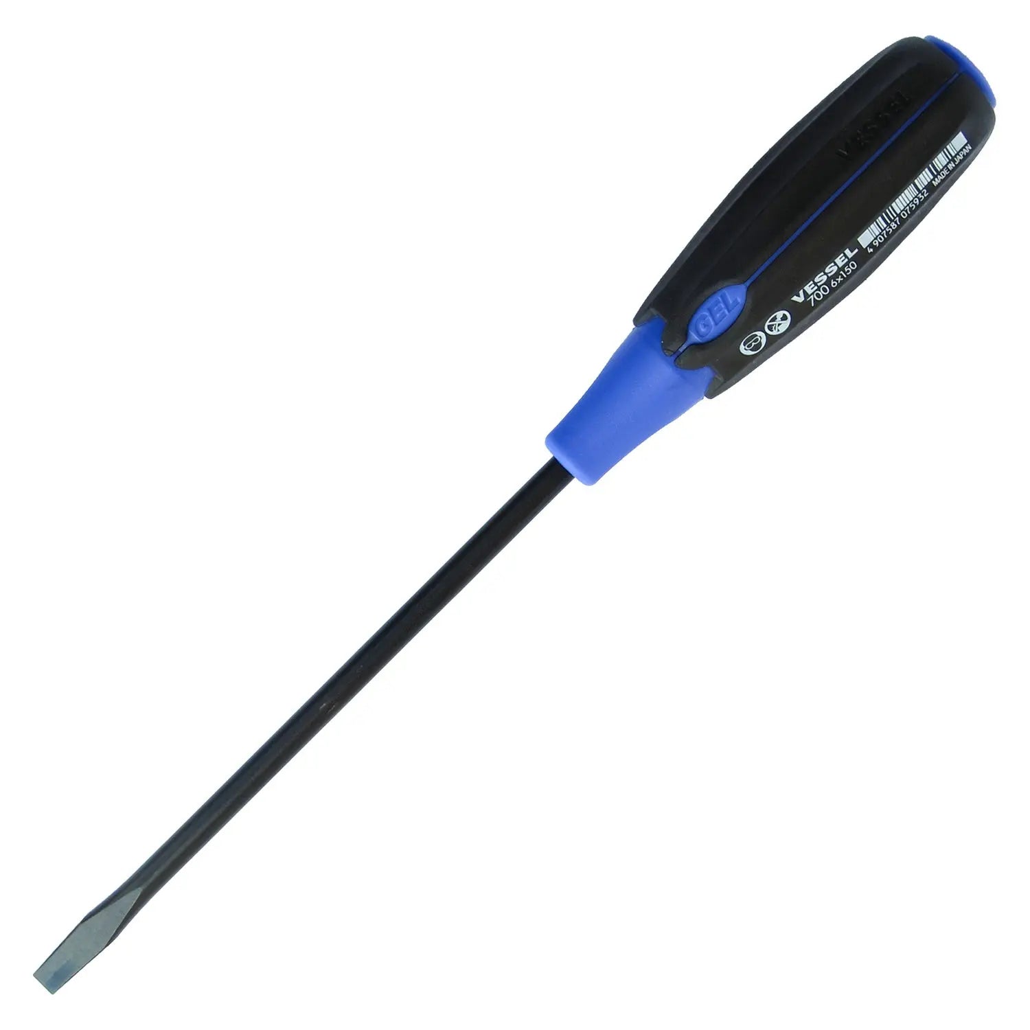Vessel Tools Super Cushion Slotted Screwdriver, 6 x 150mm - VL 700S6150 Vessel Tools