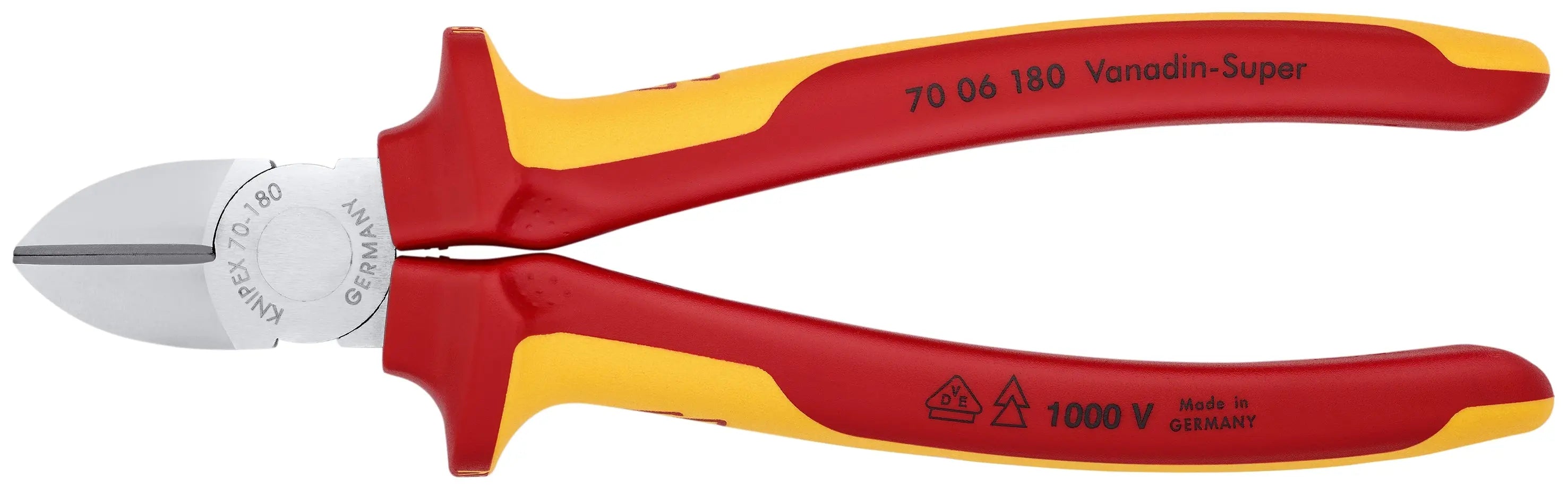 Knipex 70 06 180 KN | Diagonal Cutter, Chrome, 1000V Insulated Knipex