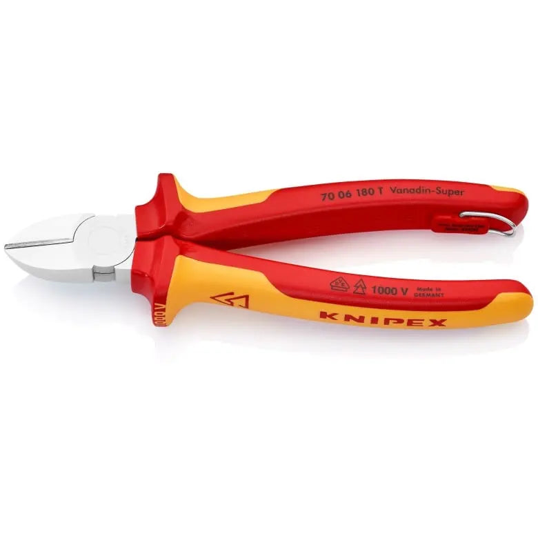 Knipex 1000V Insulated Tethered Attachment Diagonal Cutter, 7-1/4 in - KN 70 06 180 T Knipex
