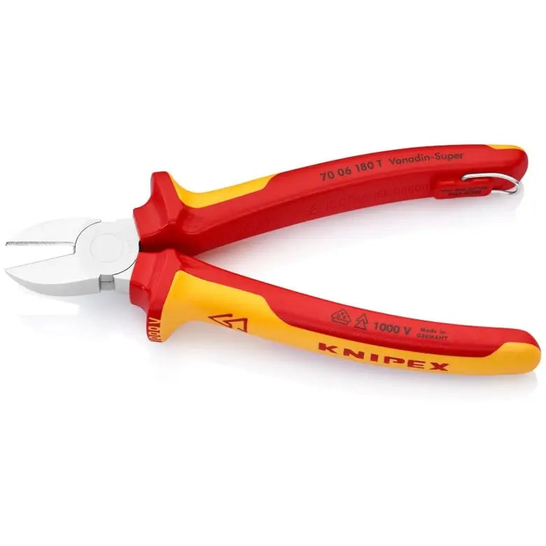 Knipex 1000V Insulated Tethered Attachment Diagonal Cutter, 7-1/4 in - KN 70 06 180 T Knipex