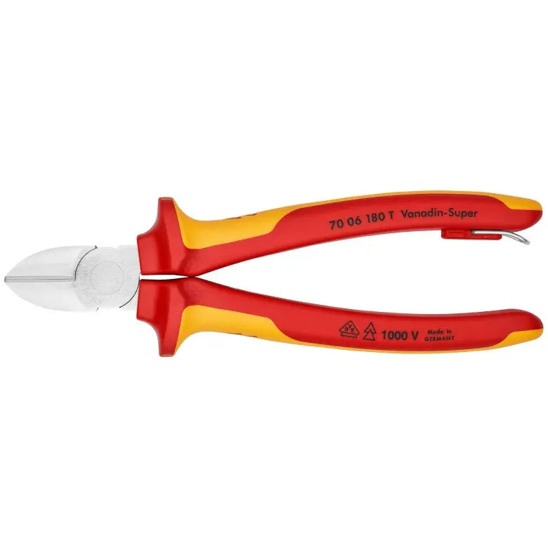 Knipex 1000V Insulated Tethered Attachment Diagonal Cutter, 7-1/4 in - KN 70 06 180 T Knipex