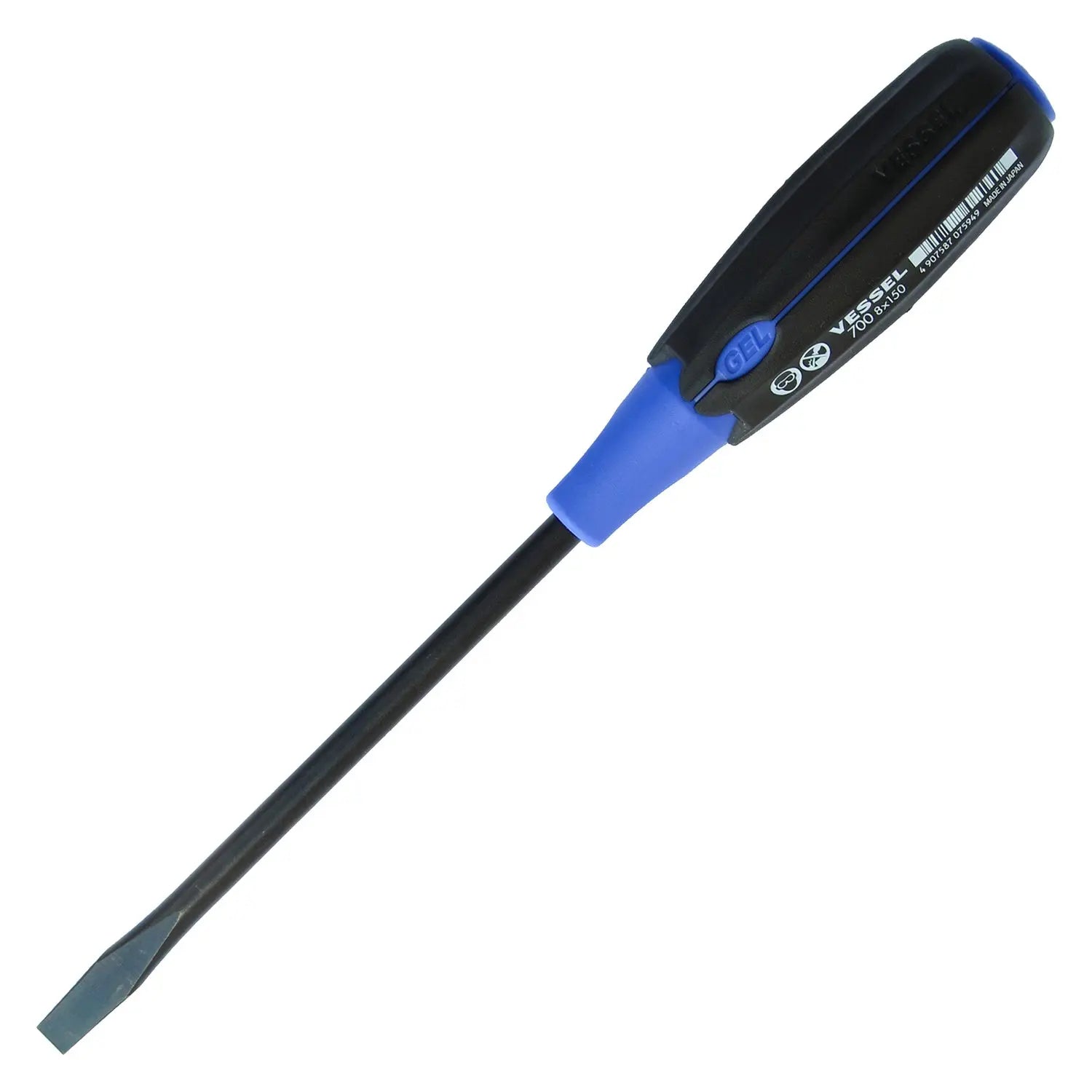 Vessel Tools Super Cushion Slotted Screwdriver, 8 x 150mm - VL 700S8150 Vessel Tools
