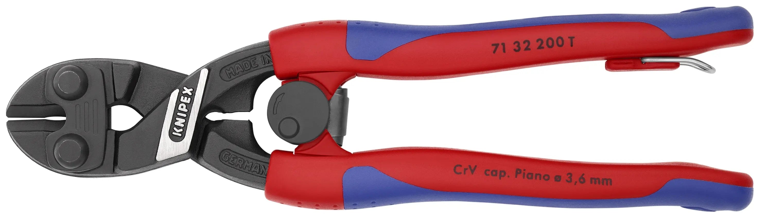 Knipex 71 32 200 T BKA KN | CoBolt Compact Bolt Cutter w/ Notched Blade, Spring, Multi-Component, Tethered Attachment Knipex