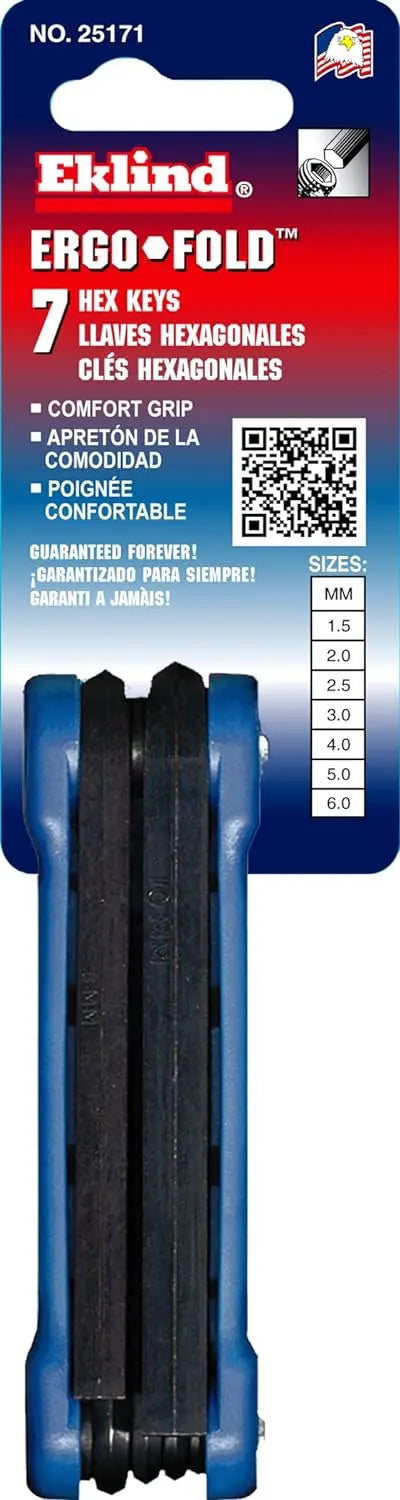 Eklind Set of 7 Ergo Fold-Up Hexagon Key with Handle - EK 25171 Hexagon Key Fold-Up Set Eklind