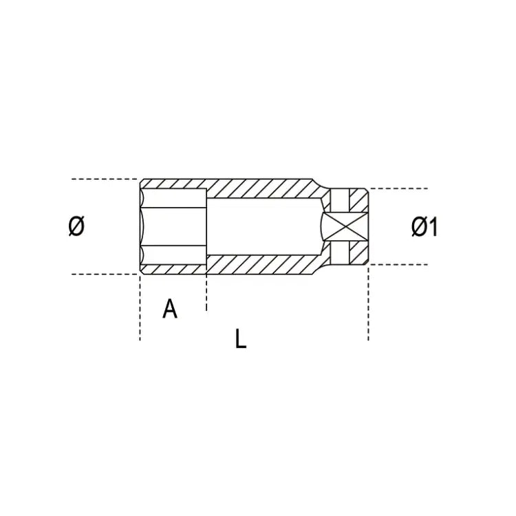 Beta Tools (Article# 720L 17) 17mm, Impact Socket, Deep Long Series, 6 Point 1/2 in Drive, Black Phosphate - BT 7200317 Beta Tools