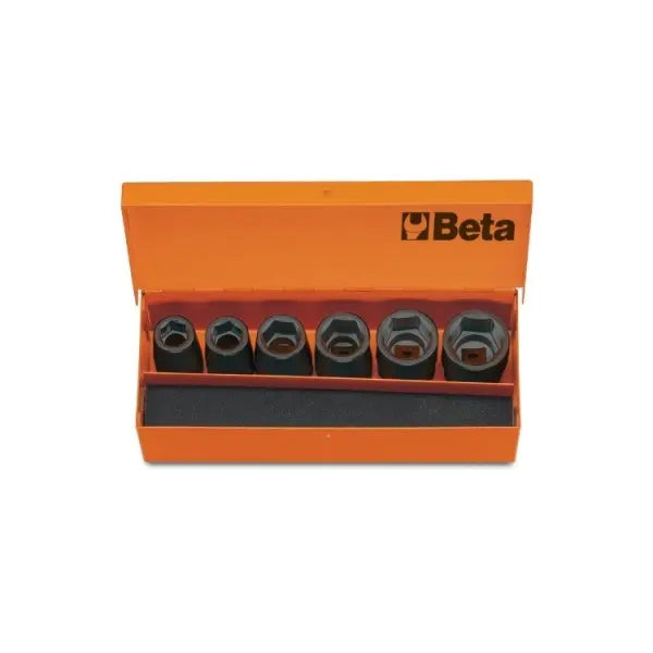 Beta Tools (Article# 720/C6) Set of 6 1/2 in Square Drive Impact Sockets with Case, 6 Point, 13 - 24mm - BT 7200910 Beta Tools