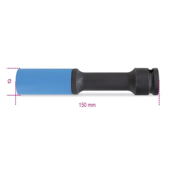 Beta Tools (Article# 720LCL 17) 17mm Wheel Nut Impact Socket, Long Series, Colored Polymeric Insert, 150mm Long - BT 7200737 Beta Tools