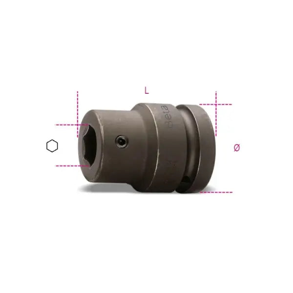 Beta Tools (Article# 727PI/22) 1 in Drive Impact Bit Holder Socket, Black Phosphate - BT 7270022 Beta Tools