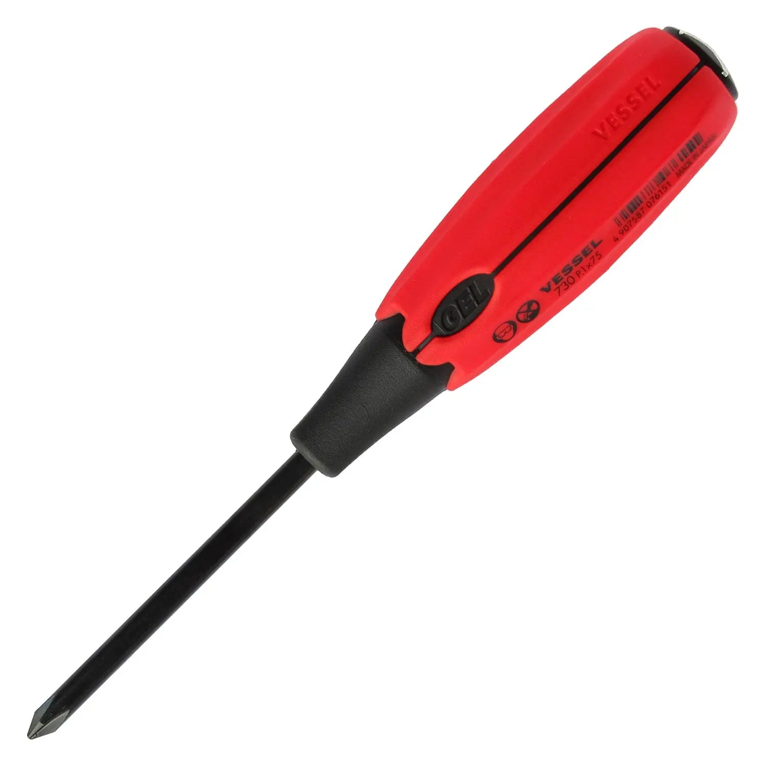 Vessel Tools Super Cushion Tang-Thru Screwdriver, PH1 x 75mm - VL 730P175 Vessel Tools