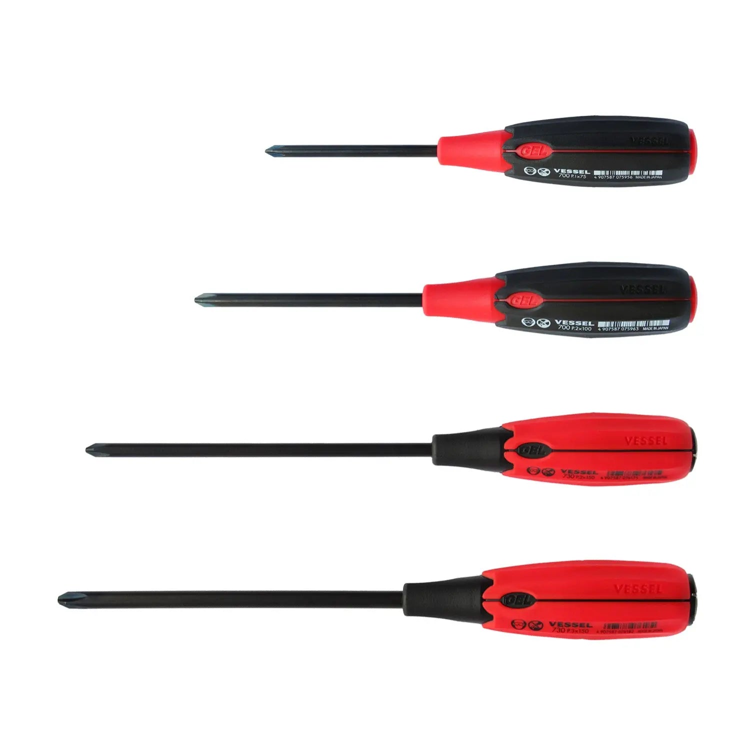 Vessel Tools Set of 4 Super Cushion Jisdrive Screwdriver - VL 7304JSPB Vessel Tools