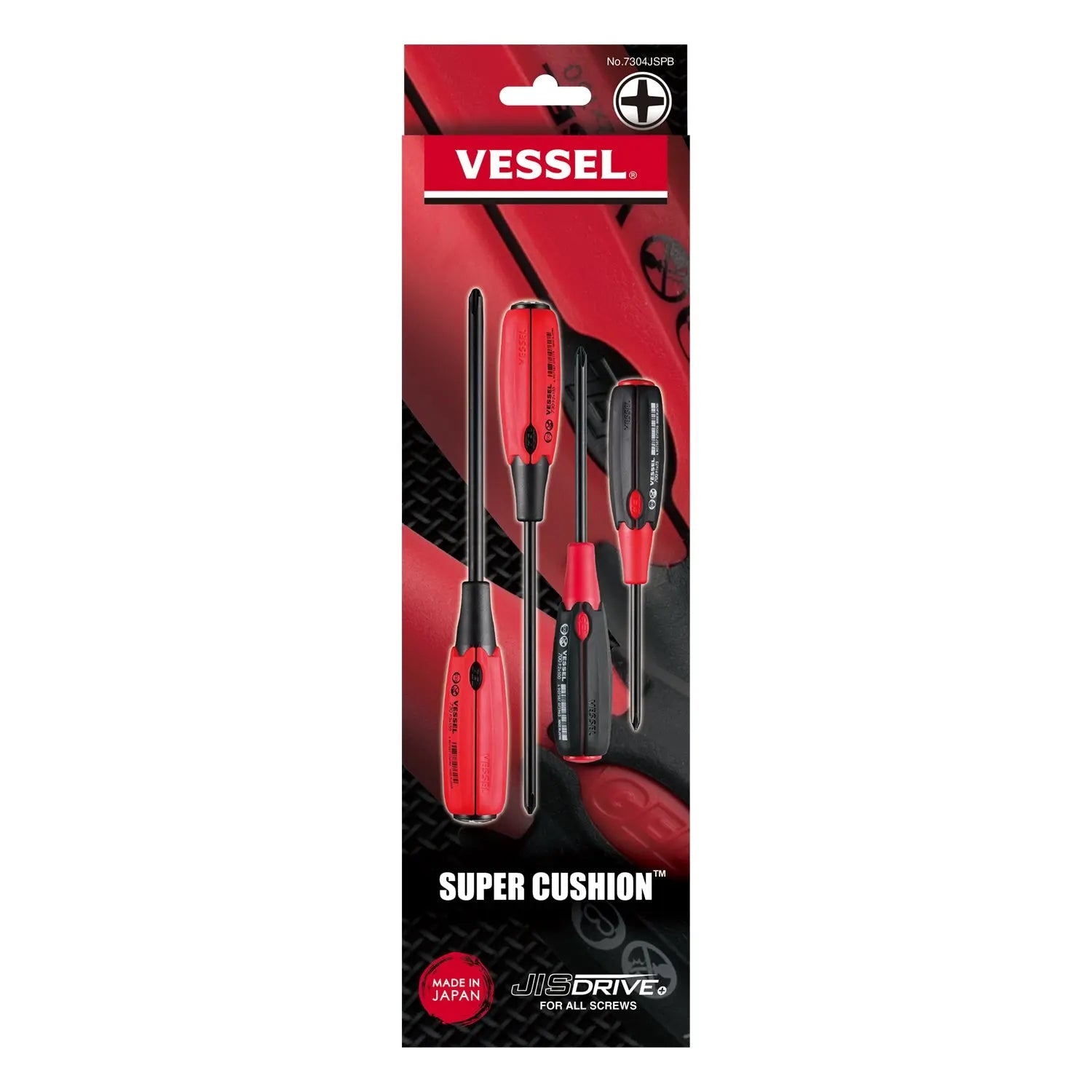 Vessel Tools Set of 4 Super Cushion Jisdrive Screwdriver - VL 7304JSPB Vessel Tools