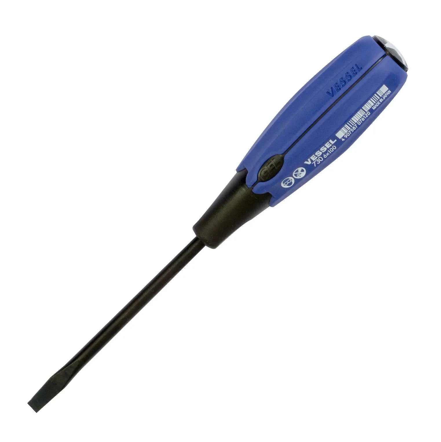 Vessel Tools Super Cushion Tang-Thru Slotted Screwdriver, 6 x 100mm - VL 730S6100 Vessel Tools