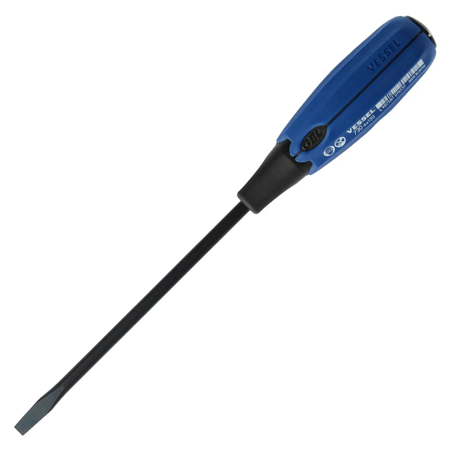 Vessel Tools Super Cushion Tang-Thru Slotted Screwdriver, 6 x 150mm - VL 730S6150 Vessel Tools