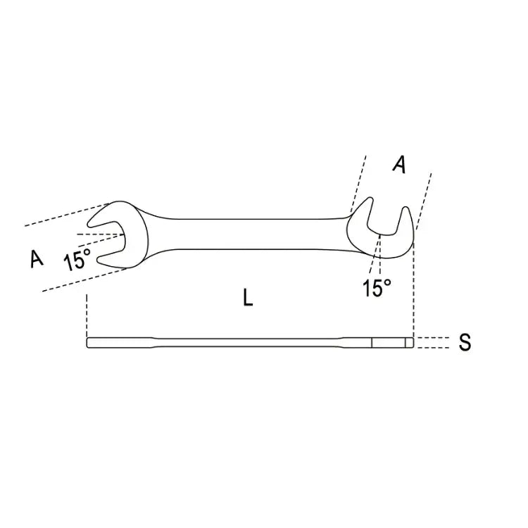 Beta Tools (Article# 73 9) 9 x 9 Ultra Thin, Double End, Open End Wrench, 15 deg and 75 deg Head Angles - BT 730090 Beta Tools