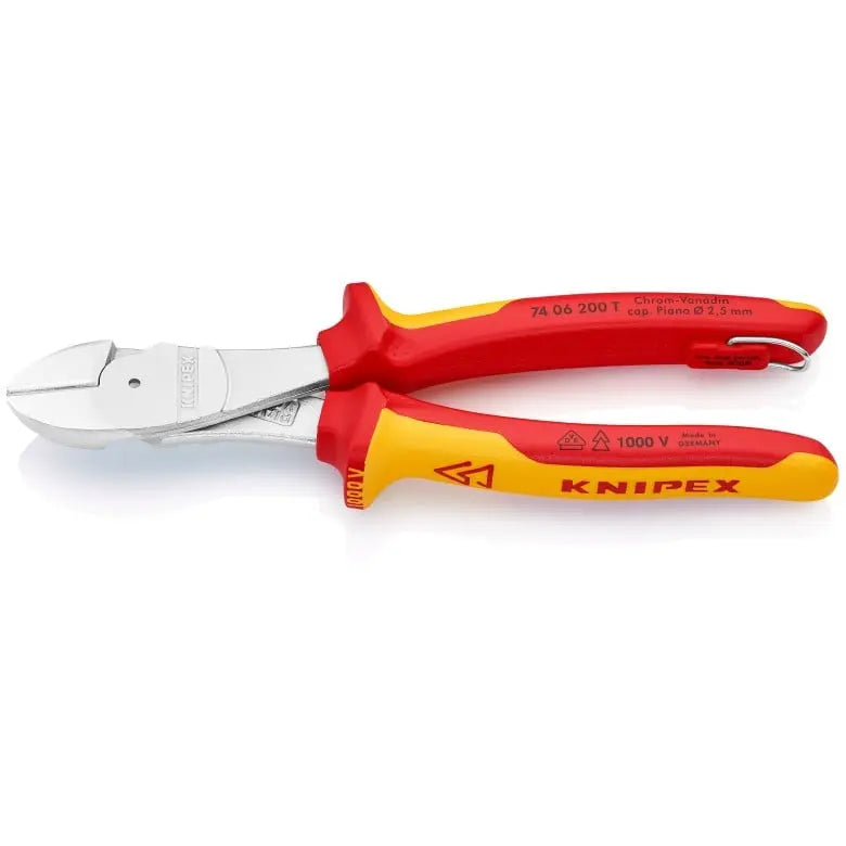 Knipex 1000V Insulated Tethered Attachment High Leverage Diagonal Cutter, 8 in - KN 74 06 200 T Knipex