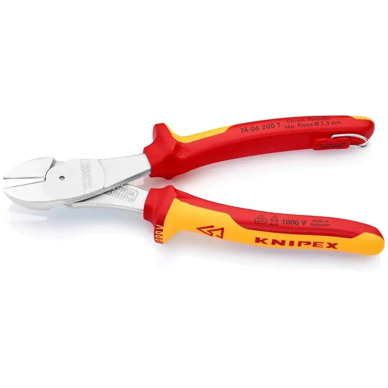 Knipex 1000V Insulated Tethered Attachment High Leverage Diagonal Cutter, 8 in - KN 74 06 200 T Knipex