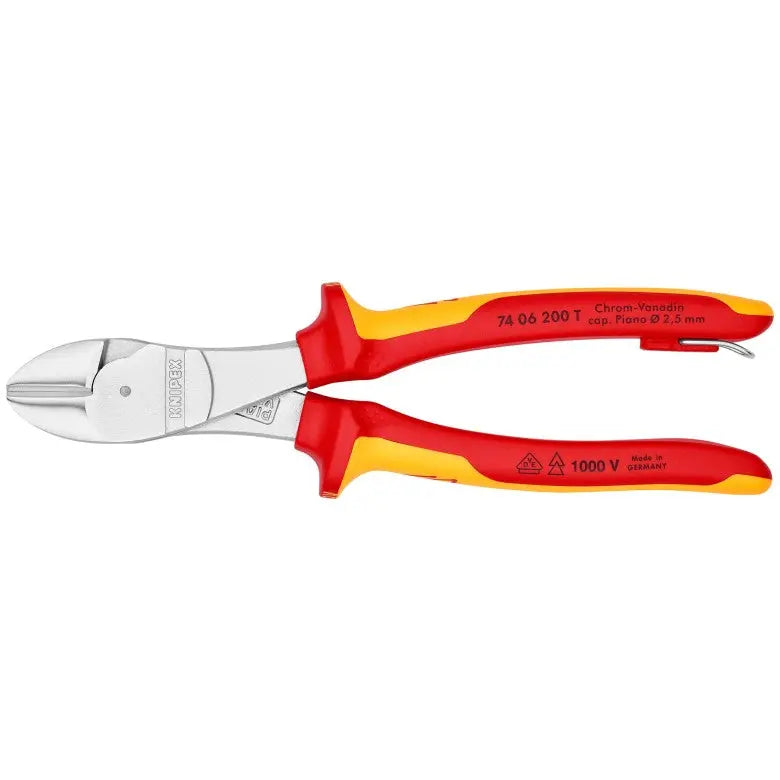 Knipex 1000V Insulated Tethered Attachment High Leverage Diagonal Cutter, 8 in - KN 74 06 200 T Knipex