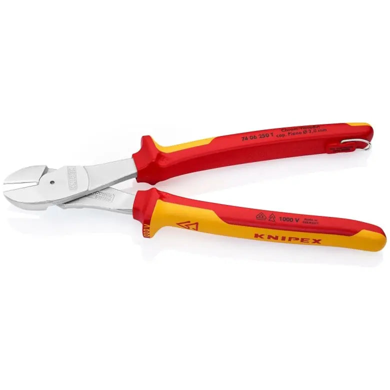 Knipex 1000V Insulated Tethered Attachment High Leverage Diagonal Cutter, 10 in - KN 74 06 250 T Knipex