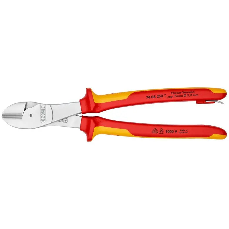 Knipex 1000V Insulated Tethered Attachment High Leverage Diagonal Cutter, 10 in - KN 74 06 250 T Knipex