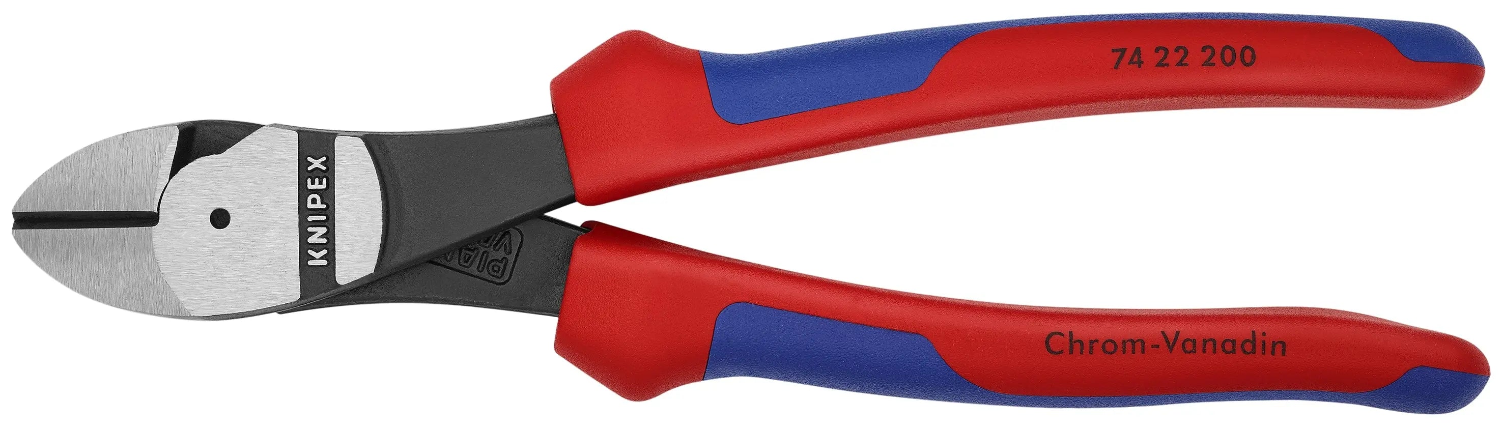 Knipex 74 22 200 SBA KN | High Leverage Angled Diagonal Cutters, 12 degree Angled, Multi-Component Knipex