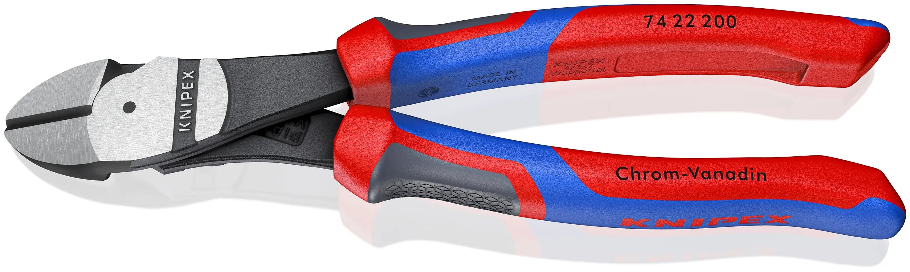 KNIPEX 74 22 200 | 8" High Leverage 12 degree Angled Diagonal Cutters Knipex