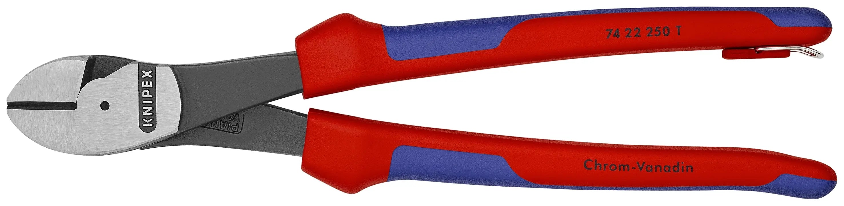Knipex 74 22 250 T BKA KN | High Leverage Angled Diagonal Cutters, 12 degree Angled, Multi-Component, Tethered Attachment Knipex