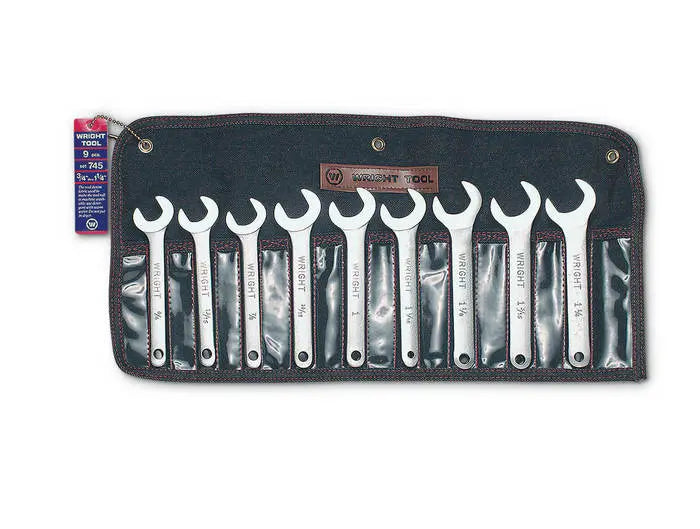 Wright Tool Set of 9 30 deg SAE Satin Service Wrench, 3/4 to 1-1/4 in - WT 745 Service Wrench Set Wright Tool