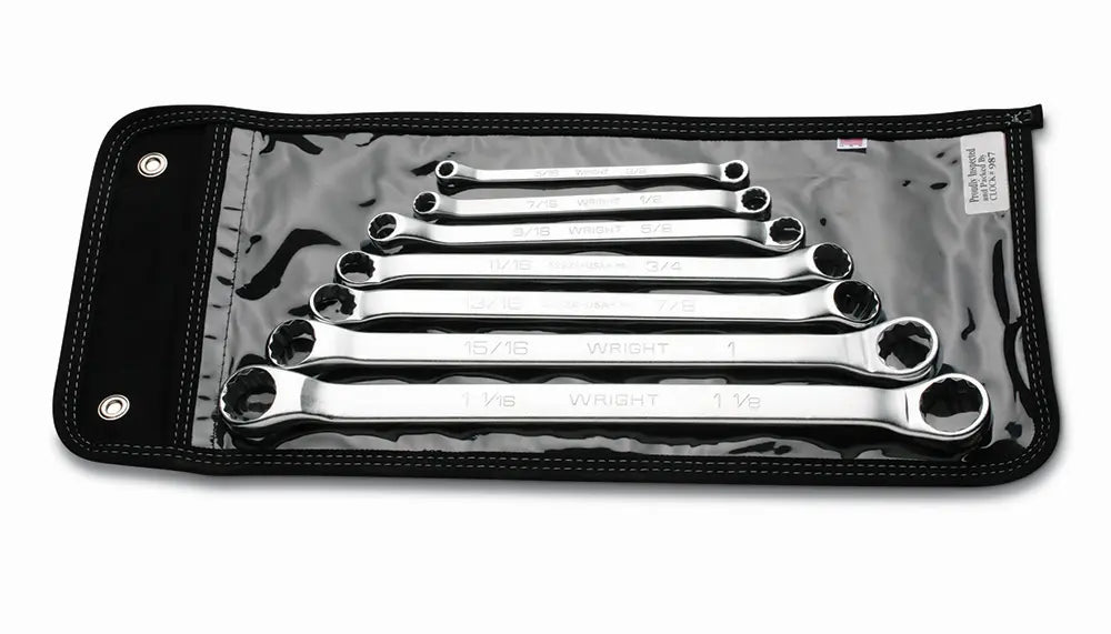 Wright Tool Set of 5 12-Point SAE Modified Offset Satin Box End Wrench, 5/16 in - 7/8 in - WT 747 Box Wrench Set Wright Tool