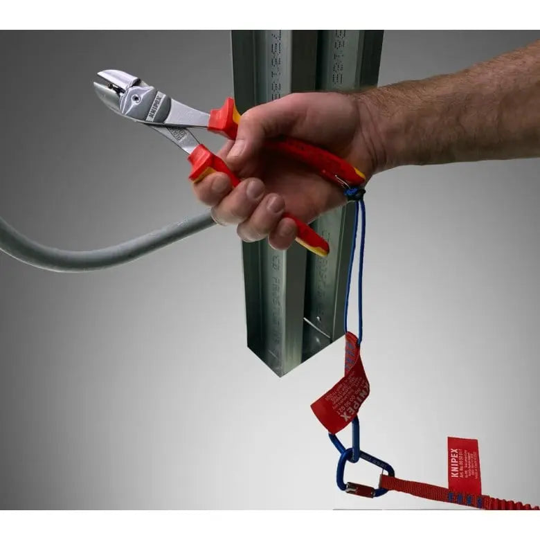 Knipex 1000V Insulated Tethered Attachment High Leverage Diagonal Cutter, 8 in - KN 74 06 200 T Knipex