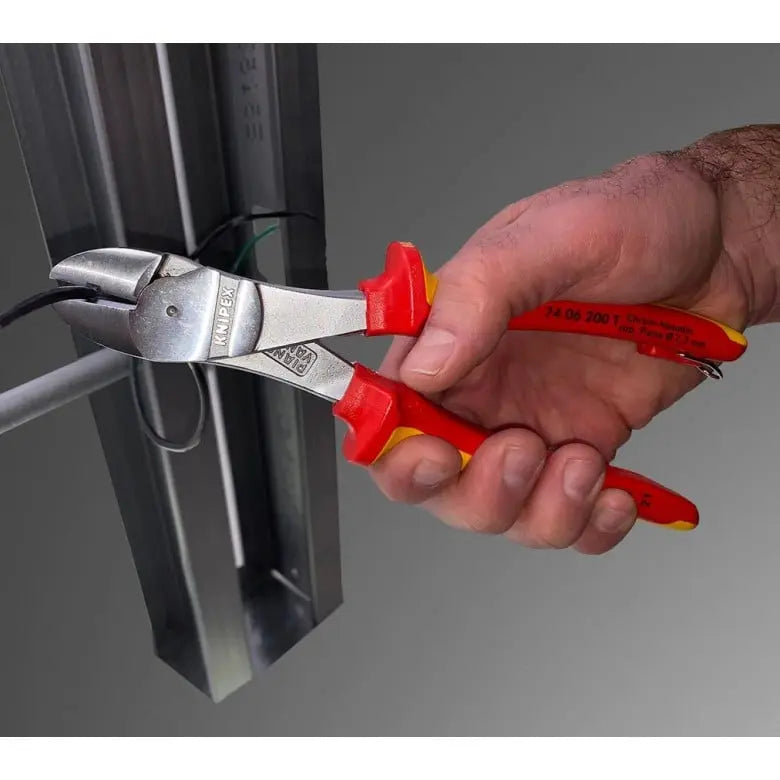 Knipex 1000V Insulated Tethered Attachment High Leverage Diagonal Cutter, 8 in - KN 74 06 200 T Knipex