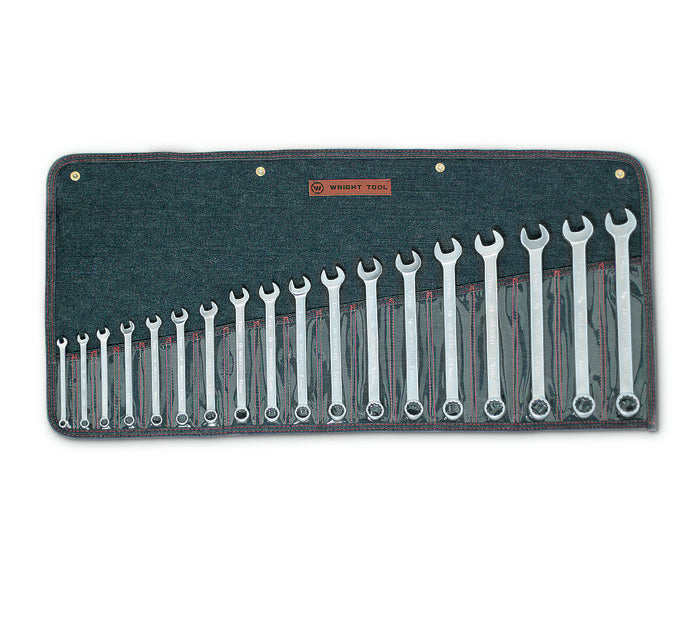 Wright Tool Set of 18 12-Point Metric Satin Combination Wrench, 7 to 24mm - WT 758 Wrench Set