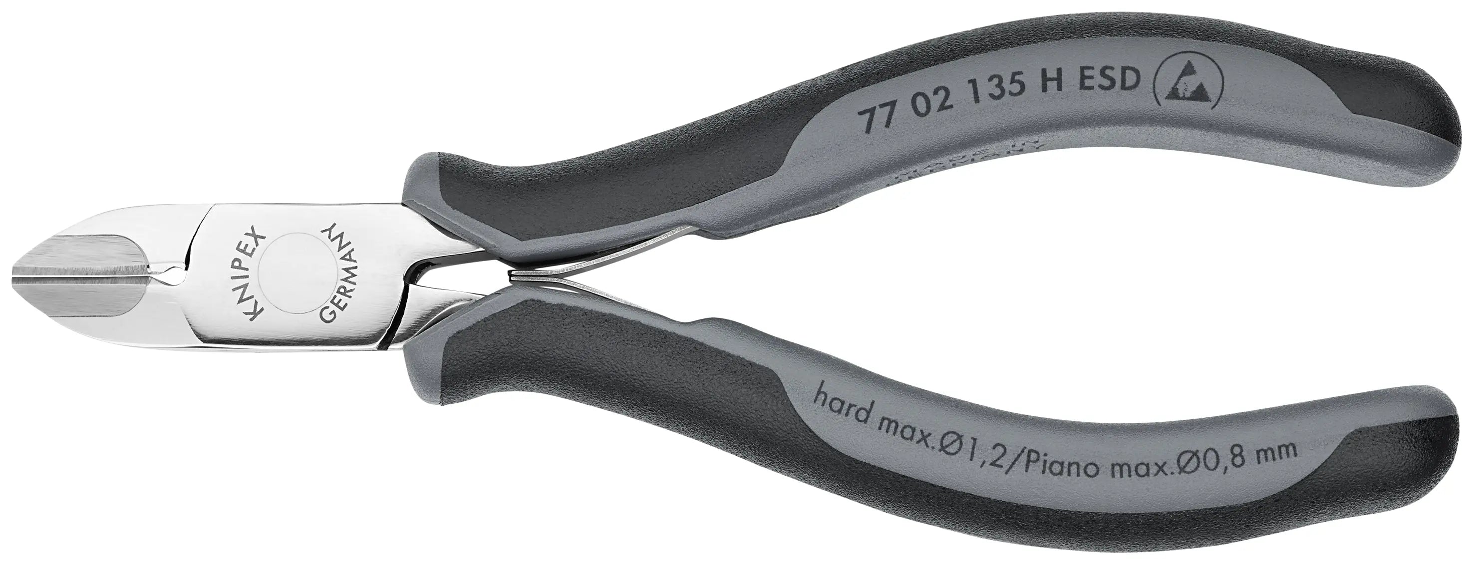 Knipex 77 02 135 H ESD KN | Electronics Diagonal Cutters w/ Carbide Metal Cutting Edges, ESD Knipex