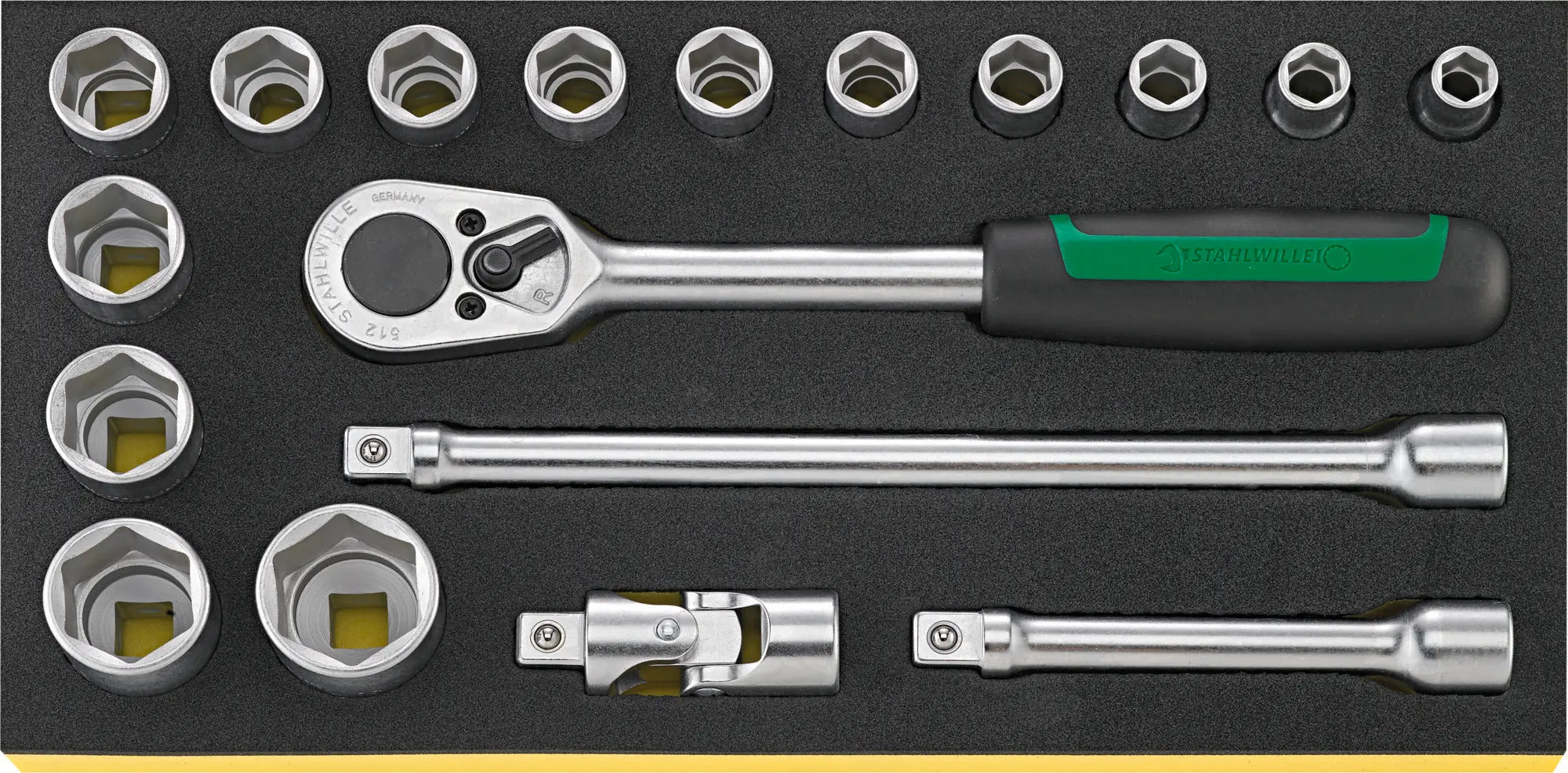 Stahlwille Set of 18 1/2 in Tools with TCS Insert, 350 x 175 x 50mm - ST 96838781 Stahlwille