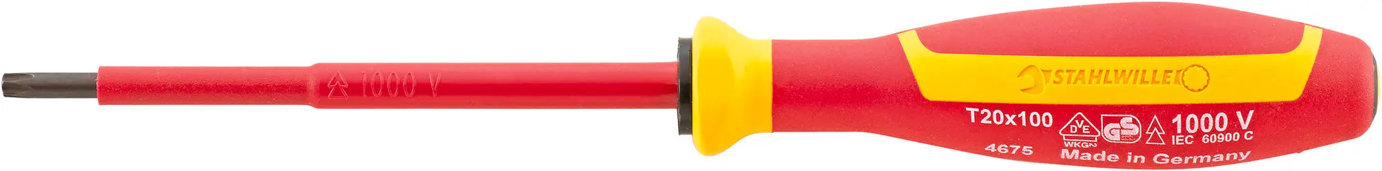 Stahlwille VDE Drall Torx Screwdriver, T20 x 100mm - ST 46753020 Stahlwille