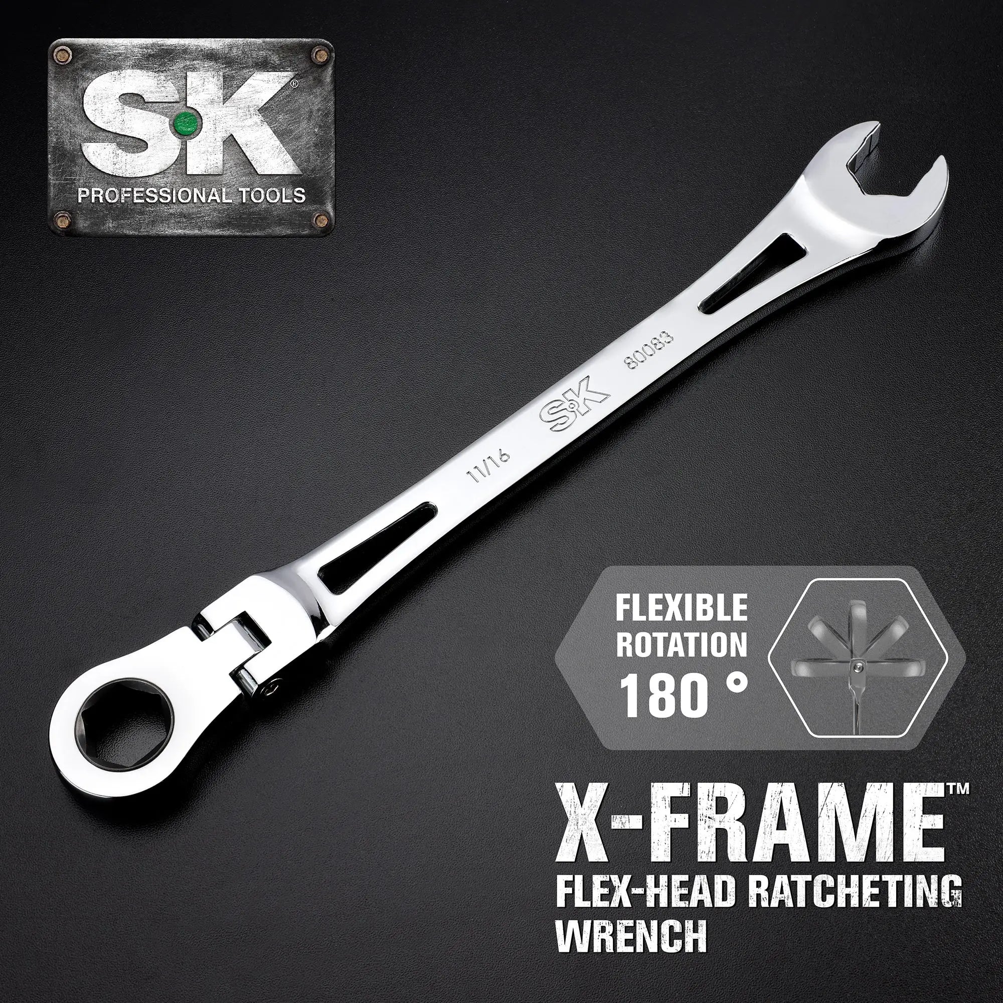 SK Tools 12 Piece Flex-Head X-Frame® Metric Ratcheting Wrench Set - SK 80070 SK Tools